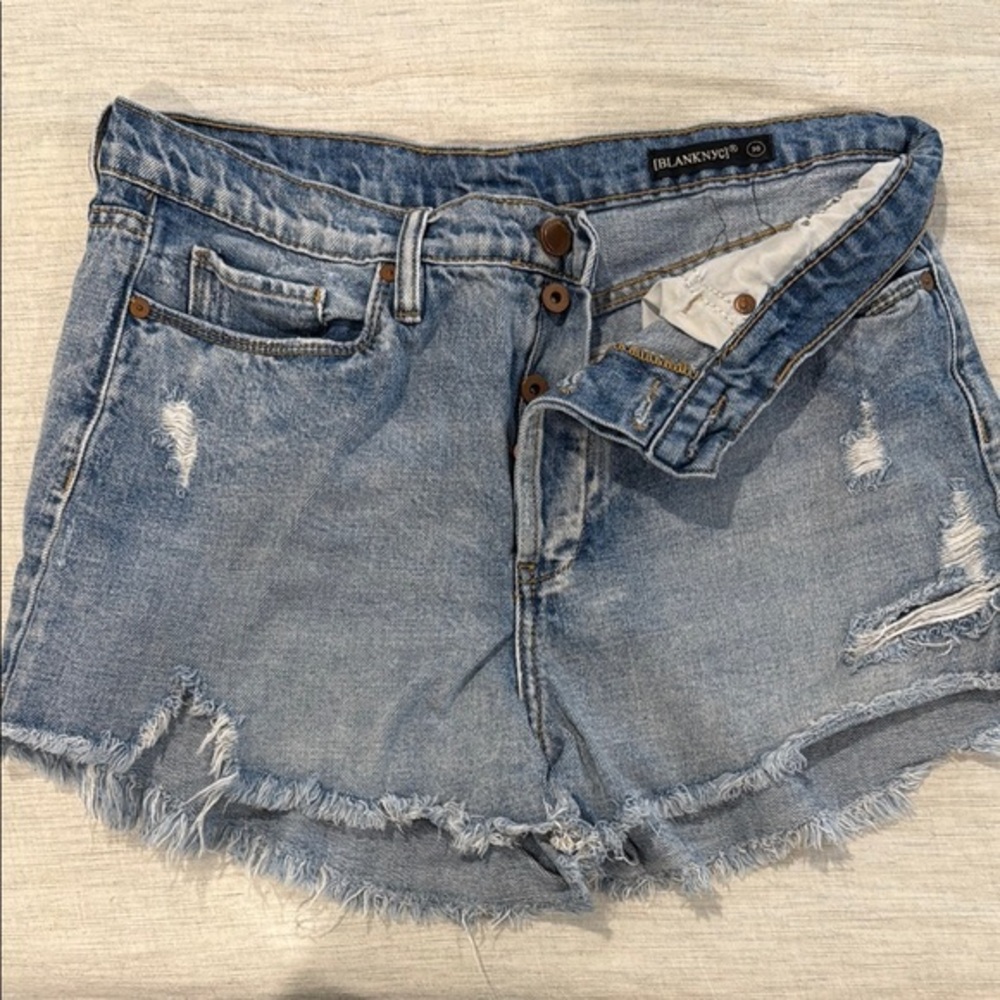 Blank NYC Women's Distressed Blue Denim Shorts